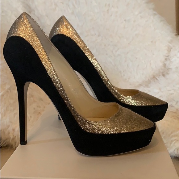 Jimmy Choo Sepia Suede/Glitter Pumps Size 37 - Picture 9 of 12